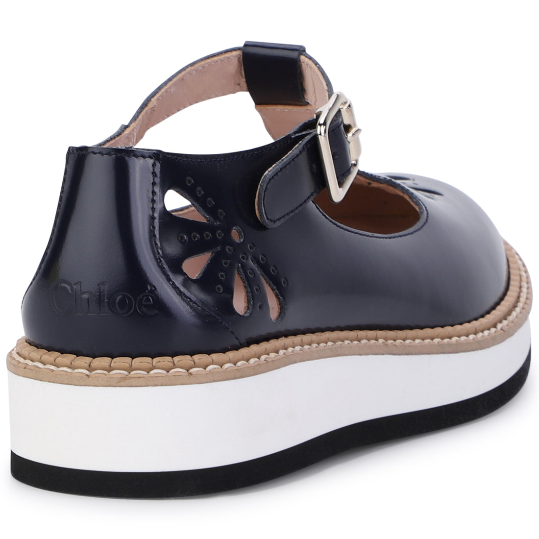 Chloe Navy Mini Me Leather Derbies