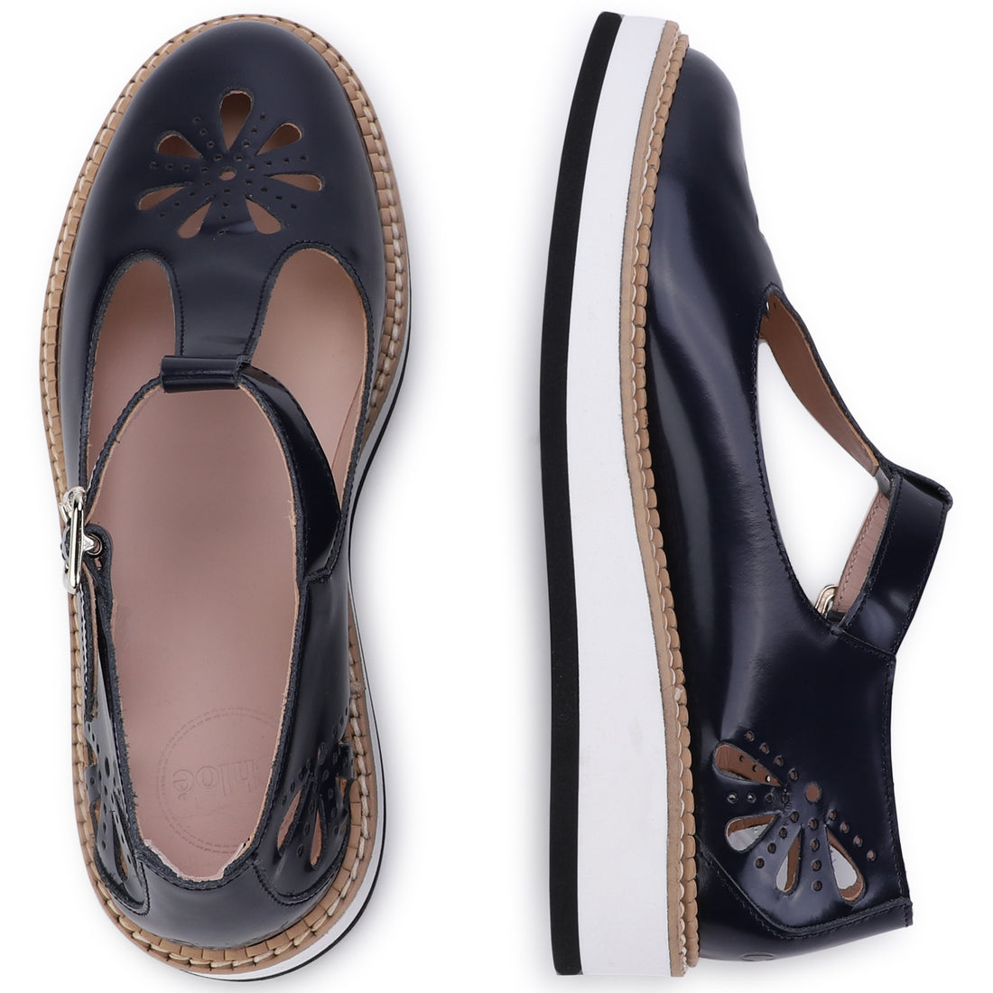 Chloe Navy Mini Me Leather Derbies