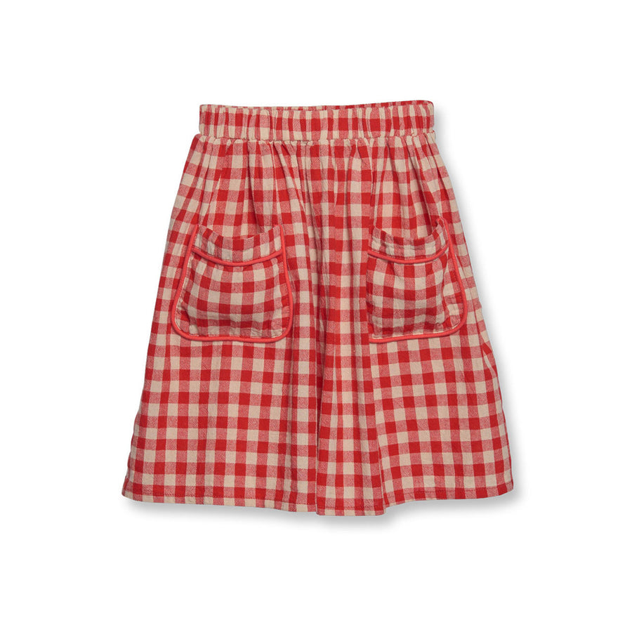 Wander and Wonder Red Check Gathered Skirt