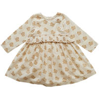Pink Chicken Caroline Dress - Light Brown Block Print