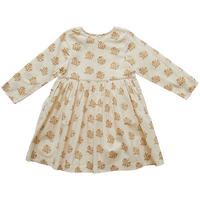 Pink Chicken Caroline Dress - Light Brown Block Print