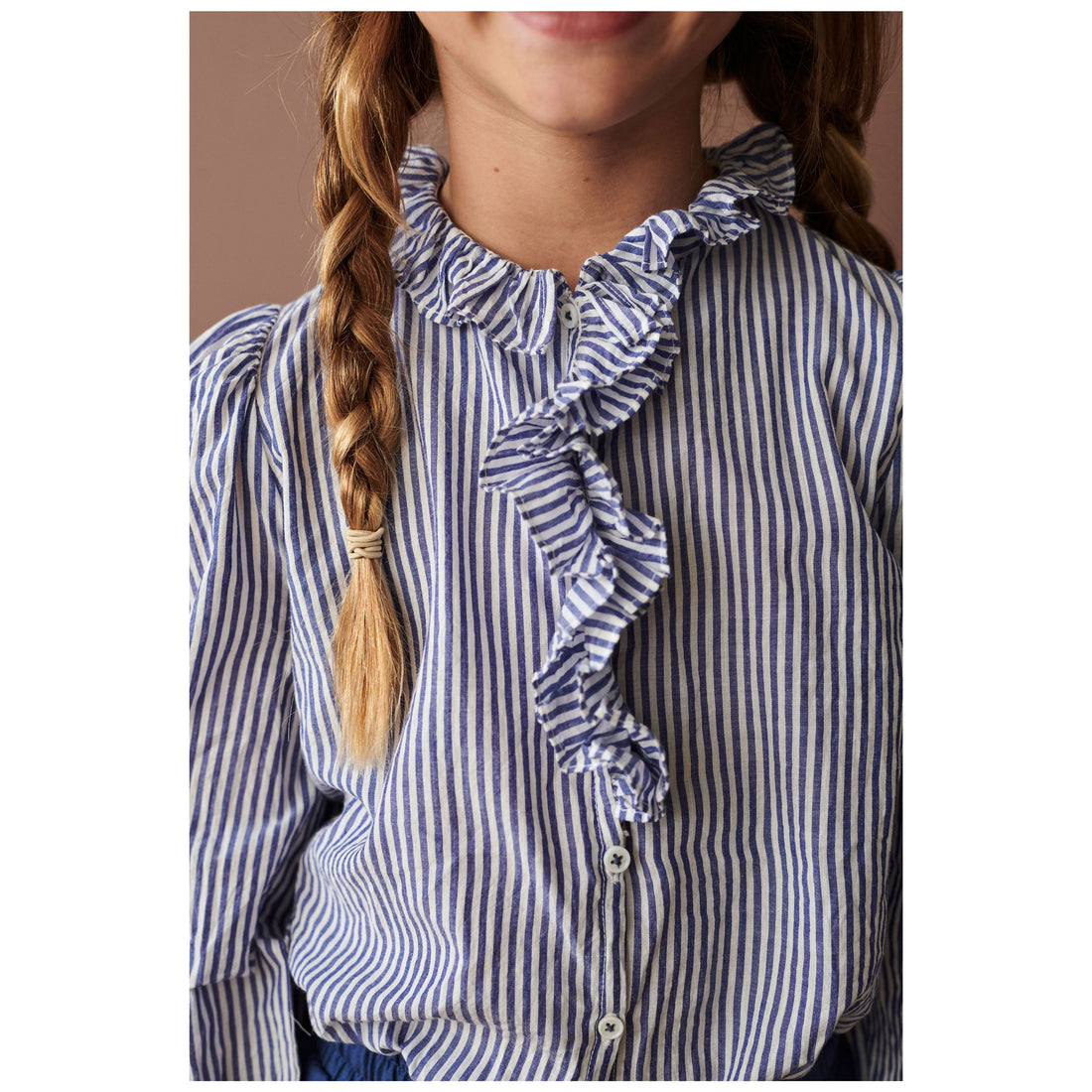 Caramel Blue Stripe Cauliflower Blouse