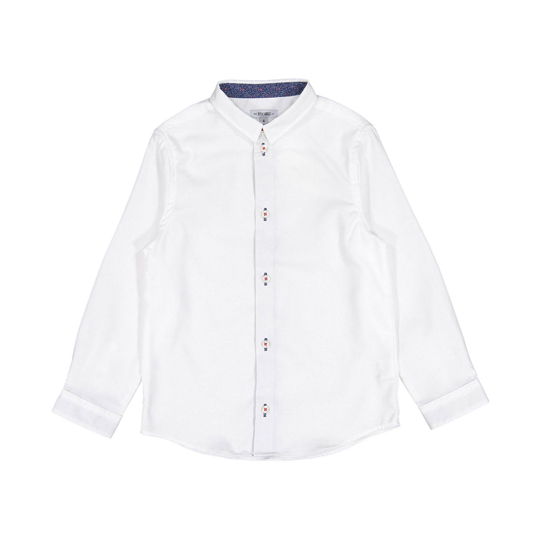 Boys and Arrows White Long Sleeve Shirt With Navy Collar