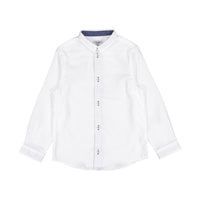 Boys and Arrows White Long Sleeve Shirt With Navy Collar