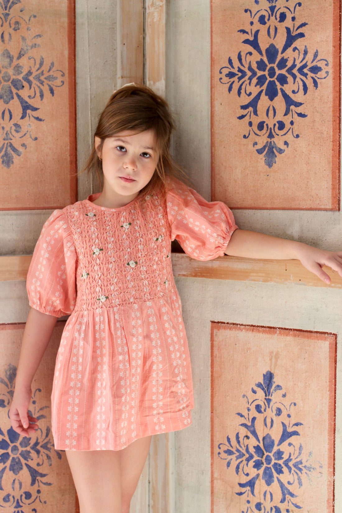 Bonjour Diary Strawberry Vanilla Jacquard Smocks Blouse