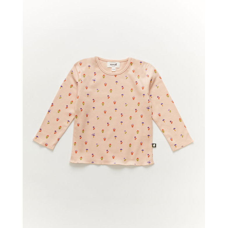 Oeuf Ls Baby Tee-Flower/Silver Peony