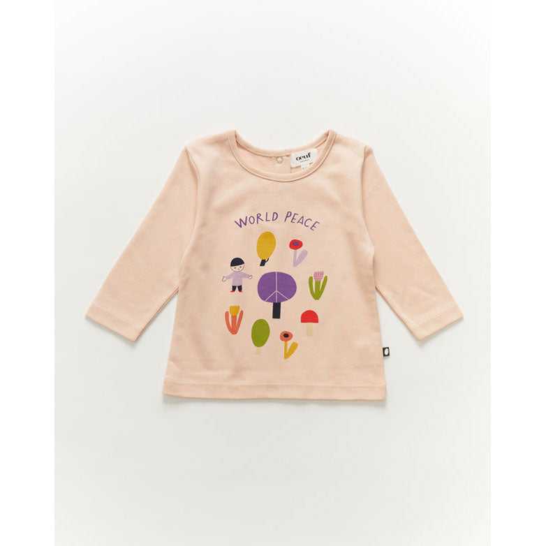Oeuf Ls Tee Shirt-World Peace/Silver Peony