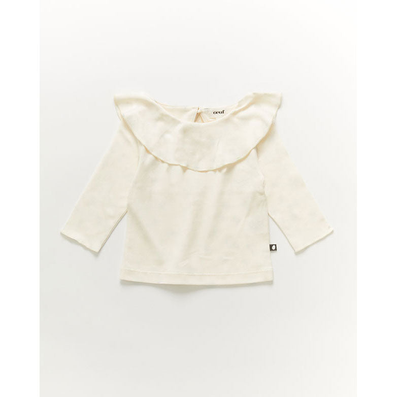 Oeuf Ruffle Collar Tee-Gardenia