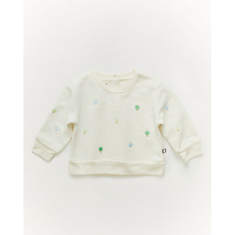 Oeuf Kids Embroidered Sweatshirt-Tree/Gardenia