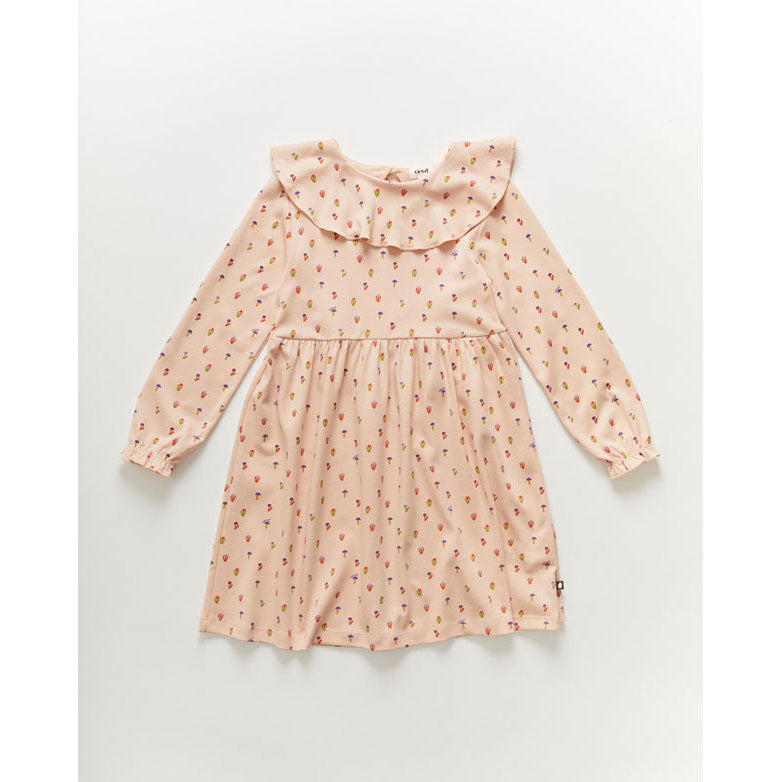 Oeuf Ruffle Collar Dress-Flower/Silver Peony