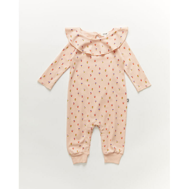 Oeuf Ruffle Collar Jumper-Flower/Silver Peony