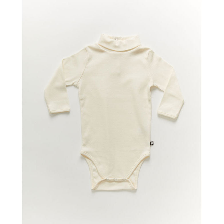 Oeuf Ribbed Turtleneck Onesie-Gardenia