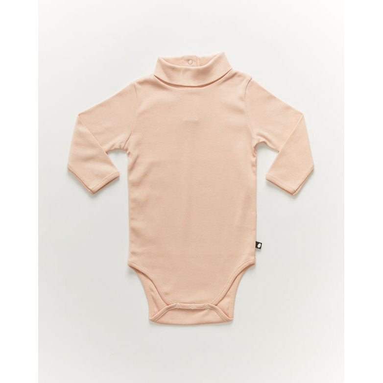 Oeuf Ribbed Turtleneck Onesie-Silver Peony