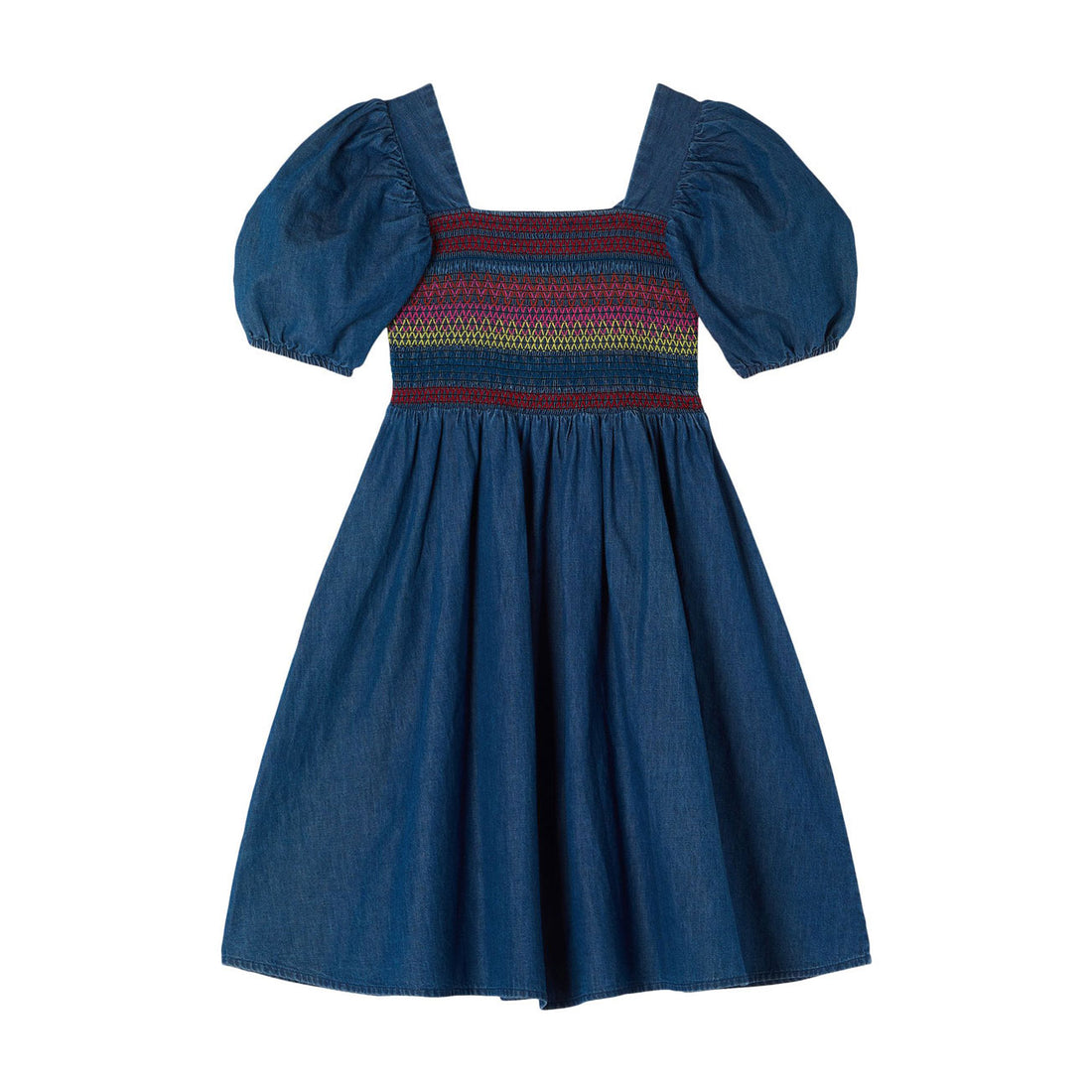 Stella McCartney Chambray Multicolored Smocked Dress