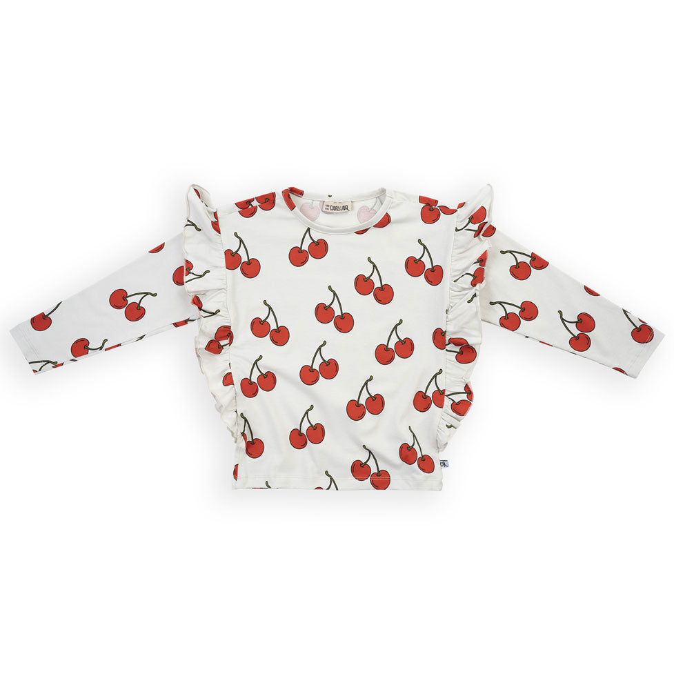 Carlijnq Cherry Ruffle Long Sleeve Tee