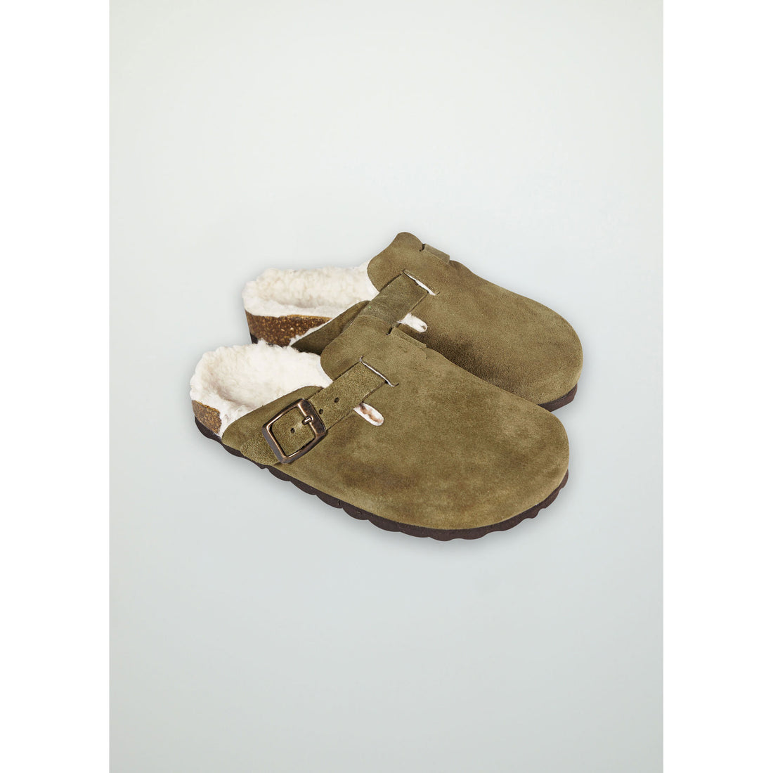 The New Society Olive Suede Bio Clogs