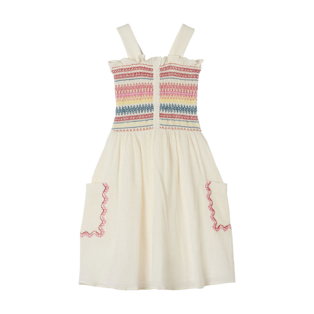 Stella McCartney Gauze Multicolored Smocked Dress