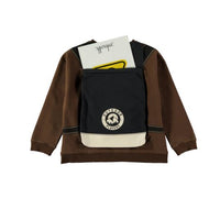 Yporque Brown+Black Backpack Wide Sweatshirt