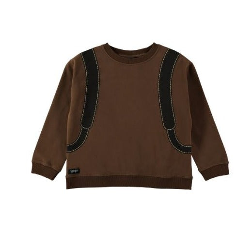 Yporque Brown+Black Backpack Wide Sweatshirt