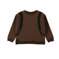 Yporque Brown+Black Backpack Wide Sweatshirt