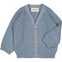 Louis Louise Blue Knitted Cotton Hubert Baby Cardigan