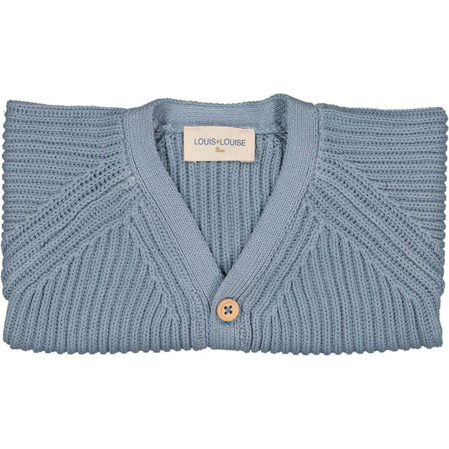 Louis Louise Blue Knitted Cotton Hubert Baby Cardigan