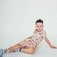 Carlijnq Stripes Flame Terry Towel Bermuda Shorts