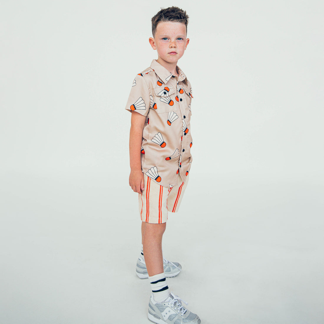 Carlijnq Stripes Flame Terry Towel Bermuda Shorts