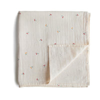 Mushie Muslin Swaddle Blanket Organic Cotton - Cherries