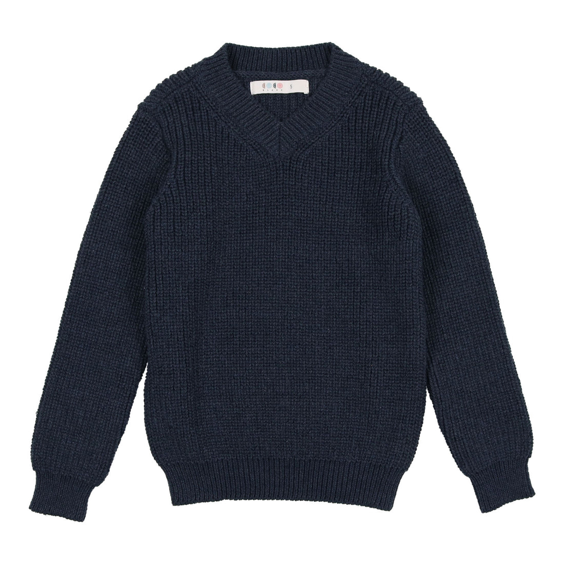 Coco Blanc Blue Boys V-Neck Ribbed Sweater