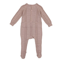 Coco Blanc Mauve Pointelle Knit Onesie With Bonnet