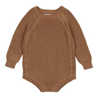 Coco Blanc Camel Short Romper With Cable Detail