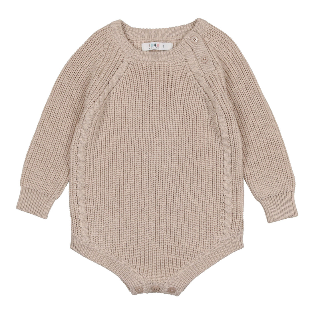 Coco Blanc Cream Short Romper With Cable Detail