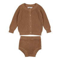Coco Blanc Camel Cardigan Bloomer Set