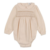 Coco Blanc Cream Peter Pan Embroidered Romper