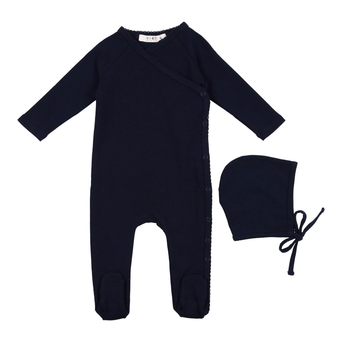 Coco Blanc Navy Wrap Footie With Bonnet