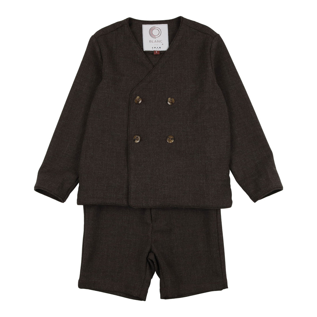 Coco Blanc Heathered Brown Wool Suit With Shorts