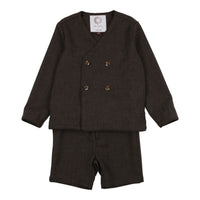 Coco Blanc Heathered Brown Wool Suit With Shorts