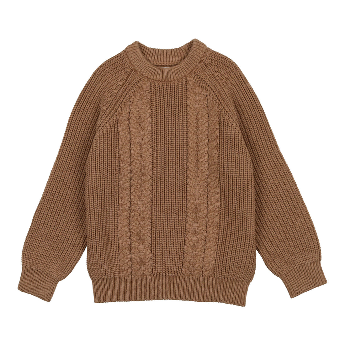 Coco Blanc Camel Boys Cable Knit Sweater