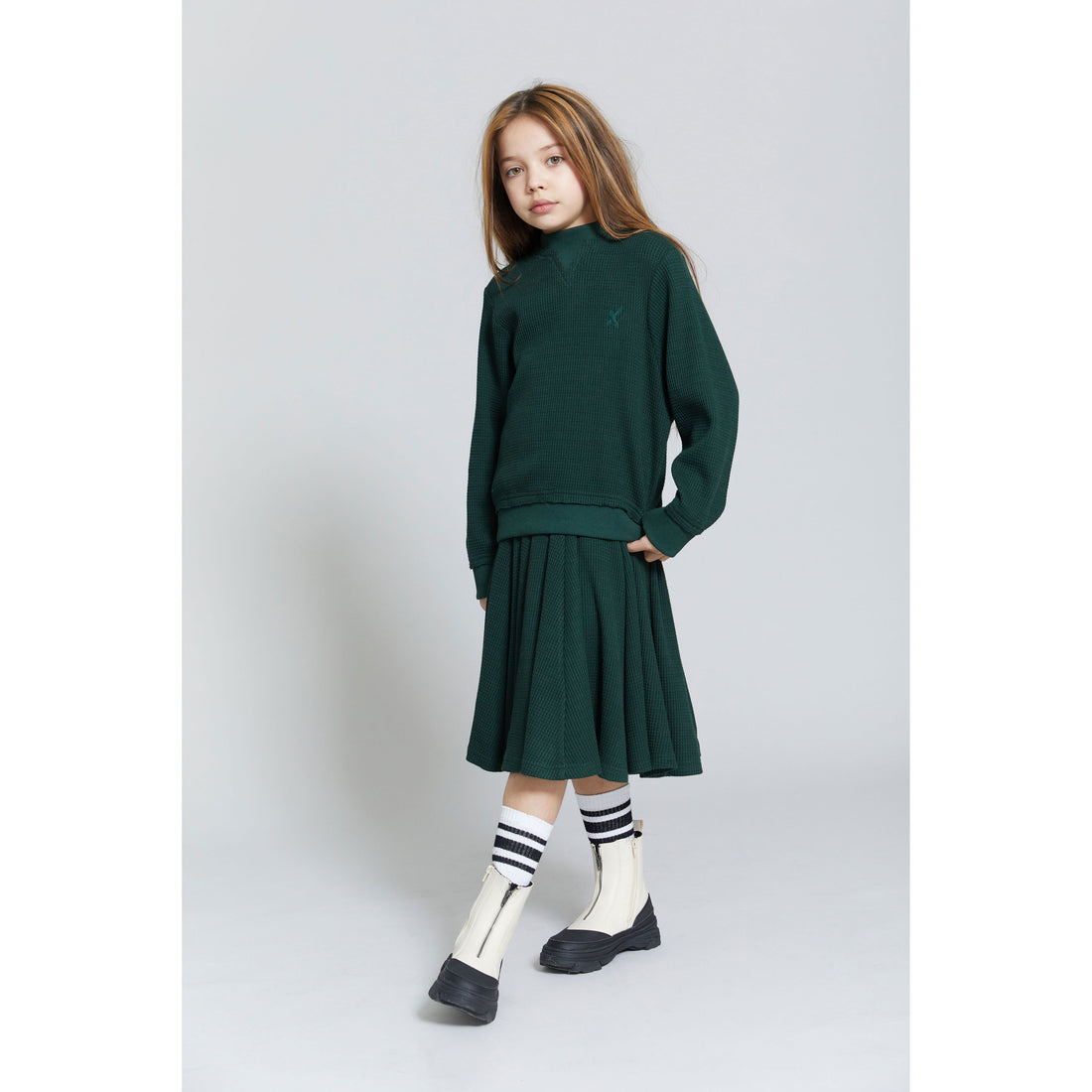Hey Kid Green Waffle Knit Top