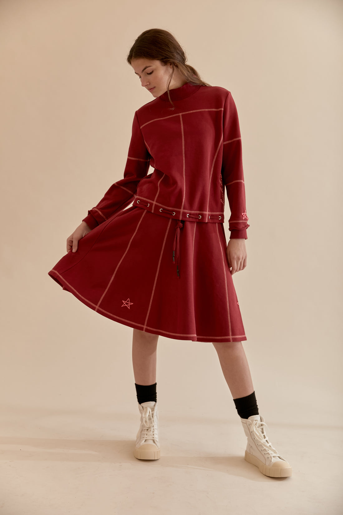 Hey Kid Exposed Stitched Skirt