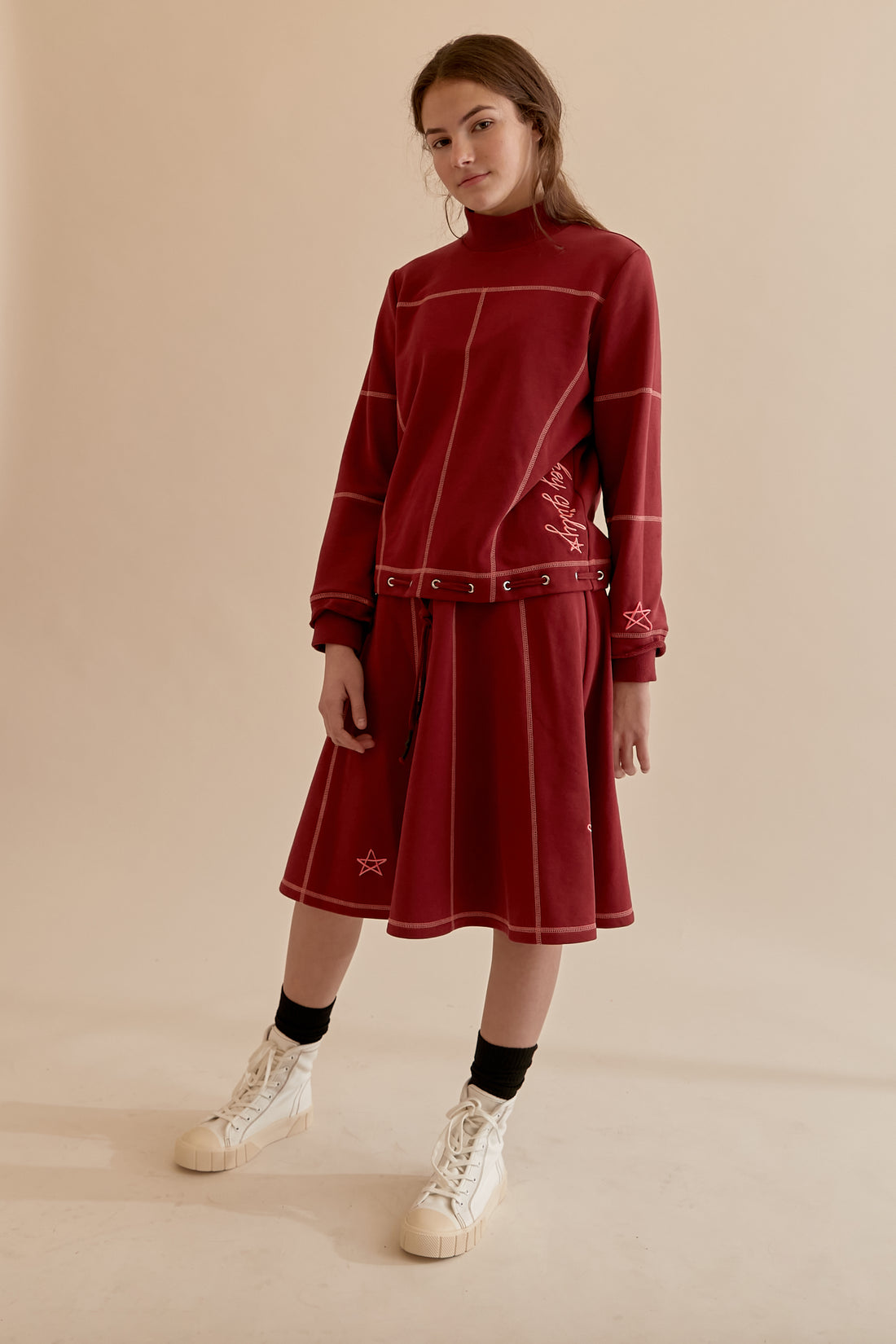 Hey Kid Exposed Stitched Skirt