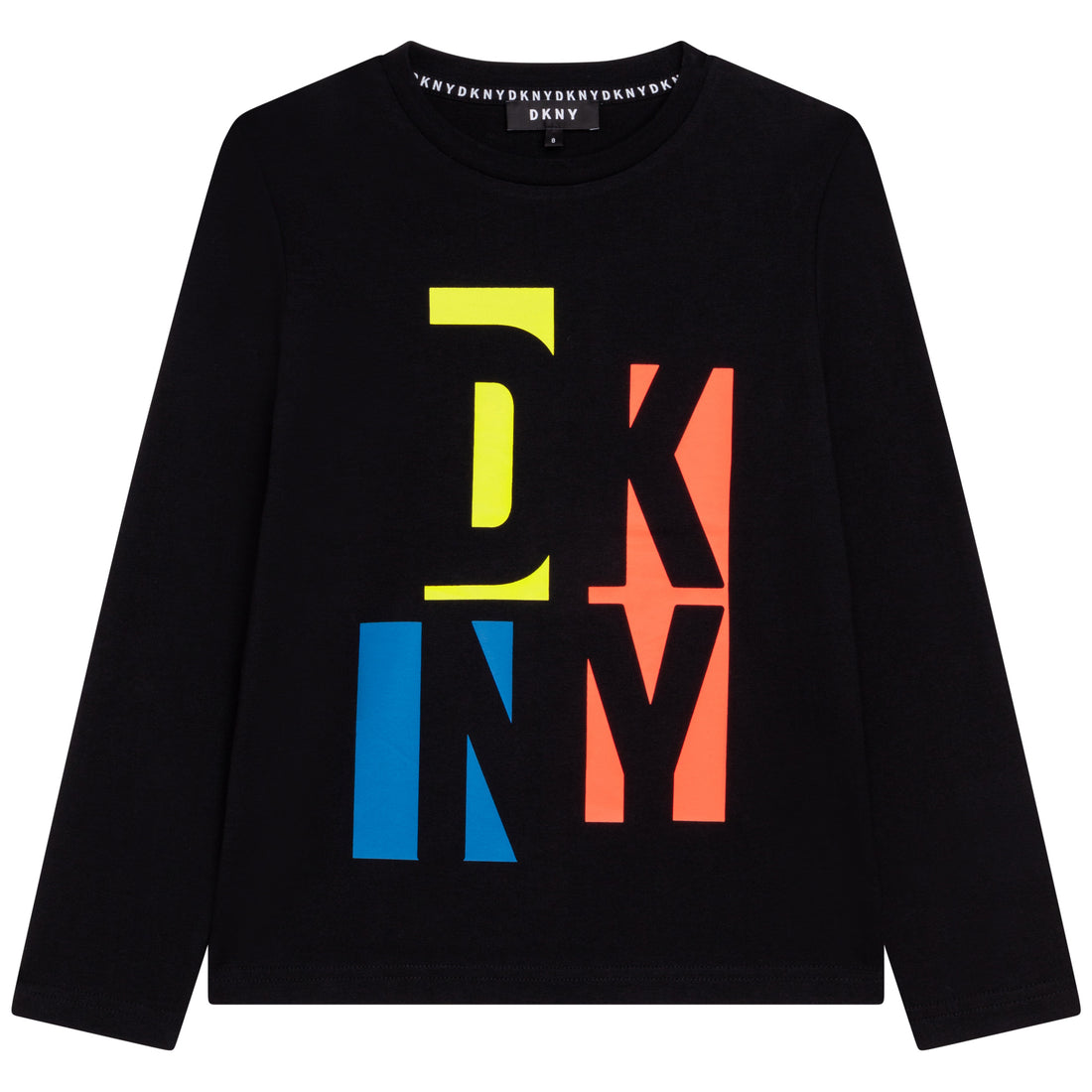 DKNY Black Long Sleeve Multi Colored Logo T-Shirt