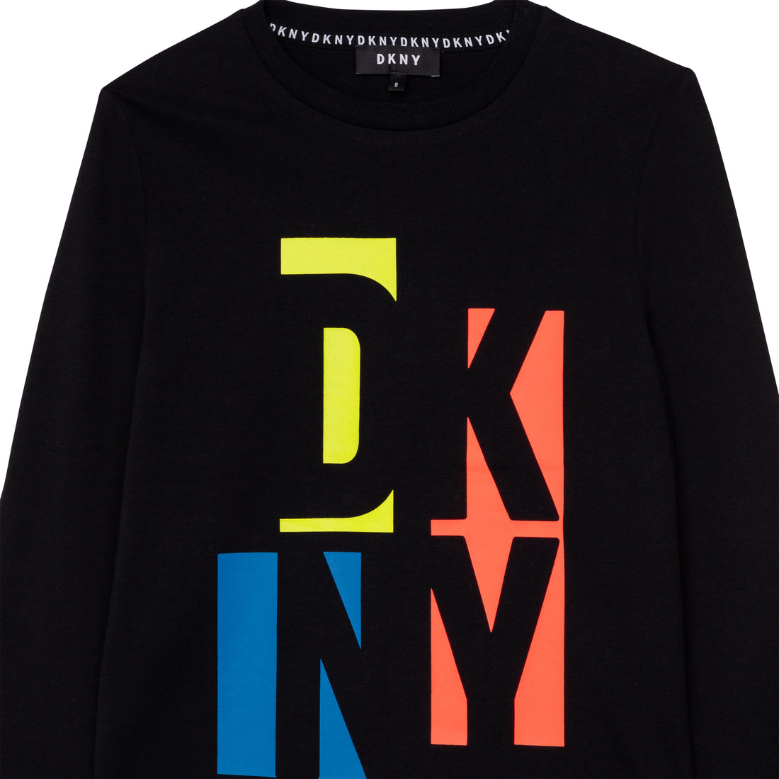 DKNY Black Long Sleeve Multi Colored Logo T-Shirt