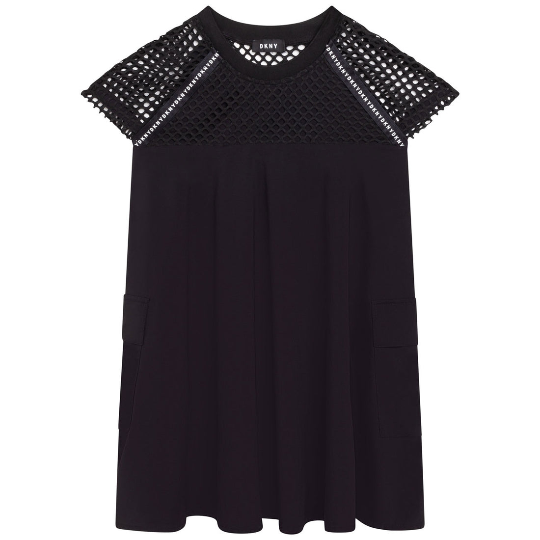 DKNY Black Mesh Sleeved Dress