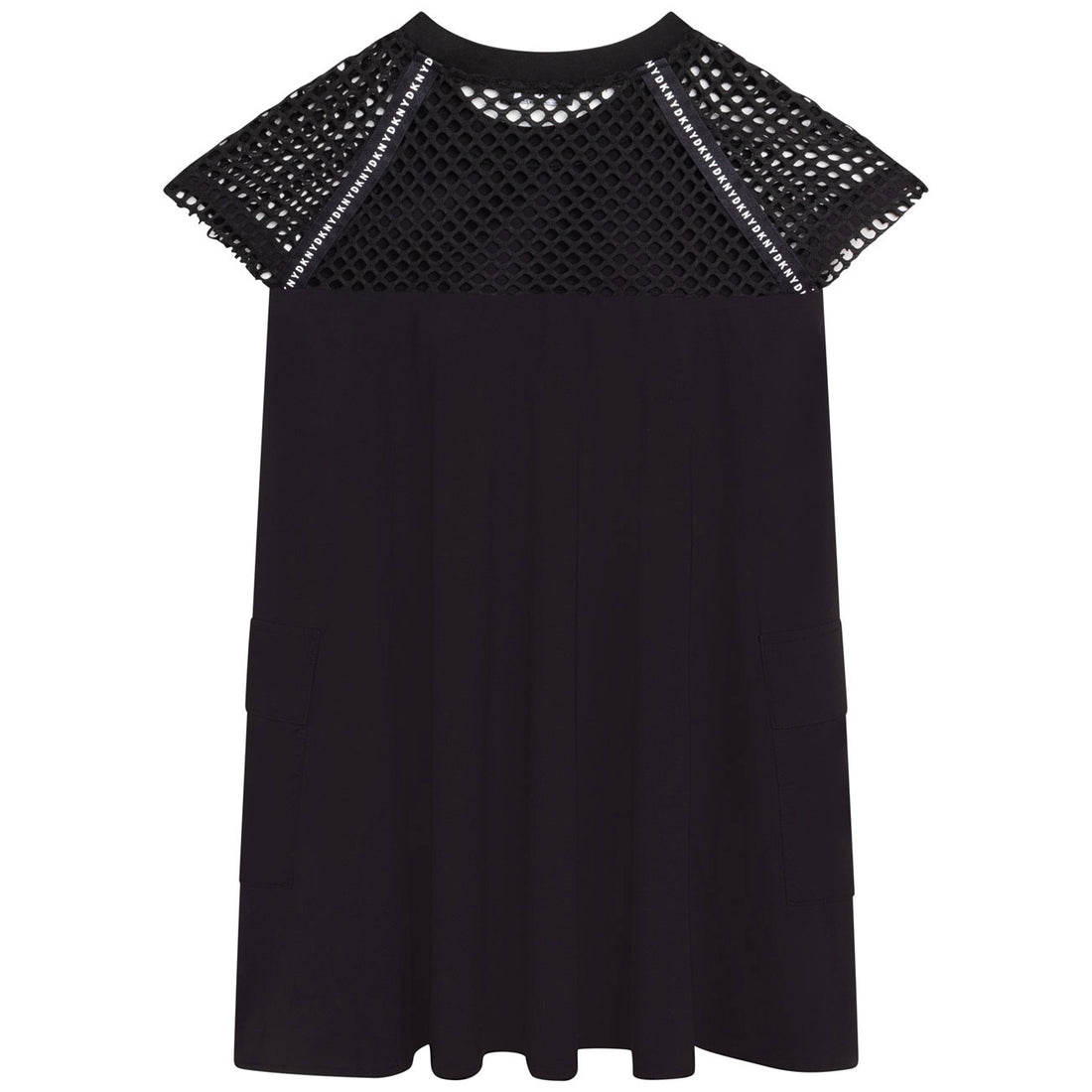 DKNY Black Mesh Sleeved Dress
