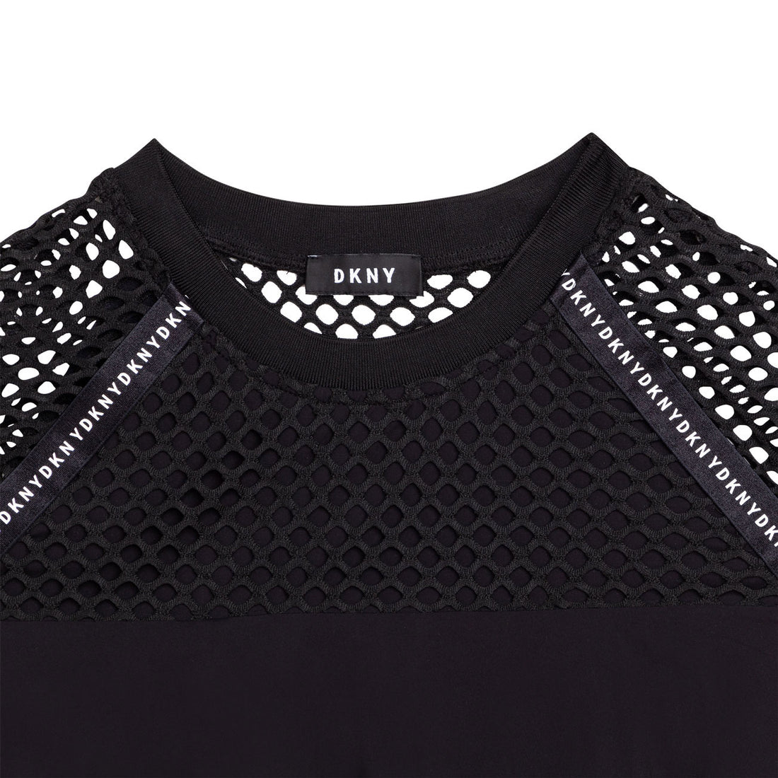 DKNY Black Mesh Sleeved Dress