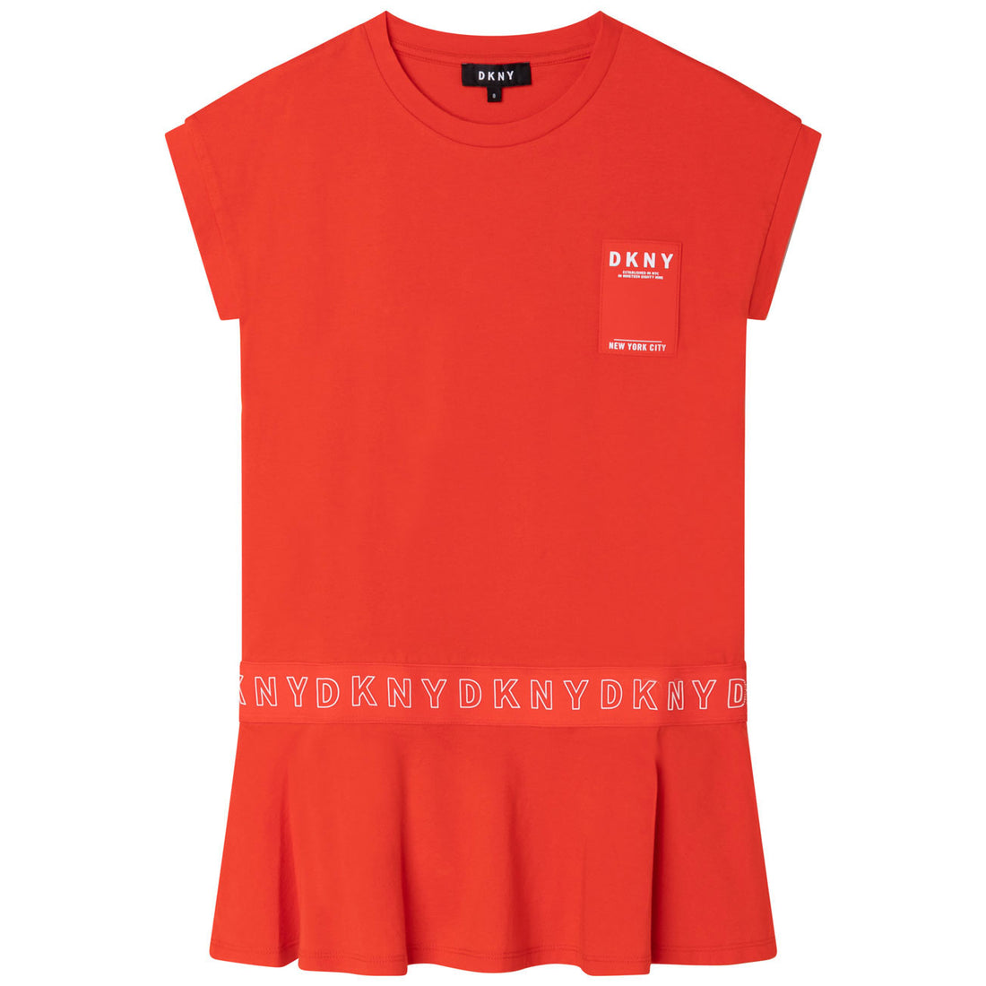 DKNY Peach Short Sleeve Logo Strip Dress