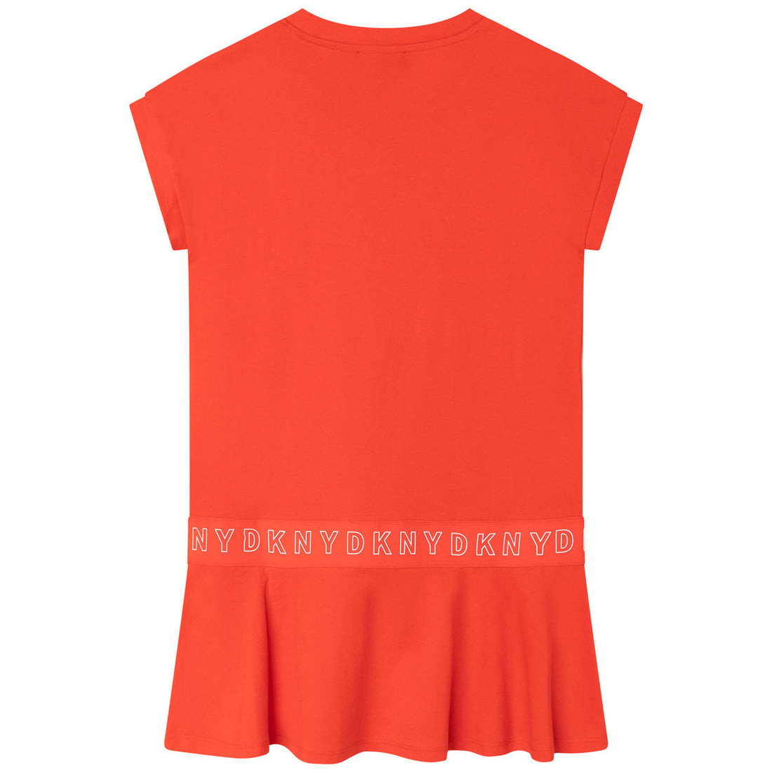 DKNY Peach Short Sleeve Logo Strip Dress