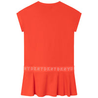DKNY Peach Short Sleeve Logo Strip Dress